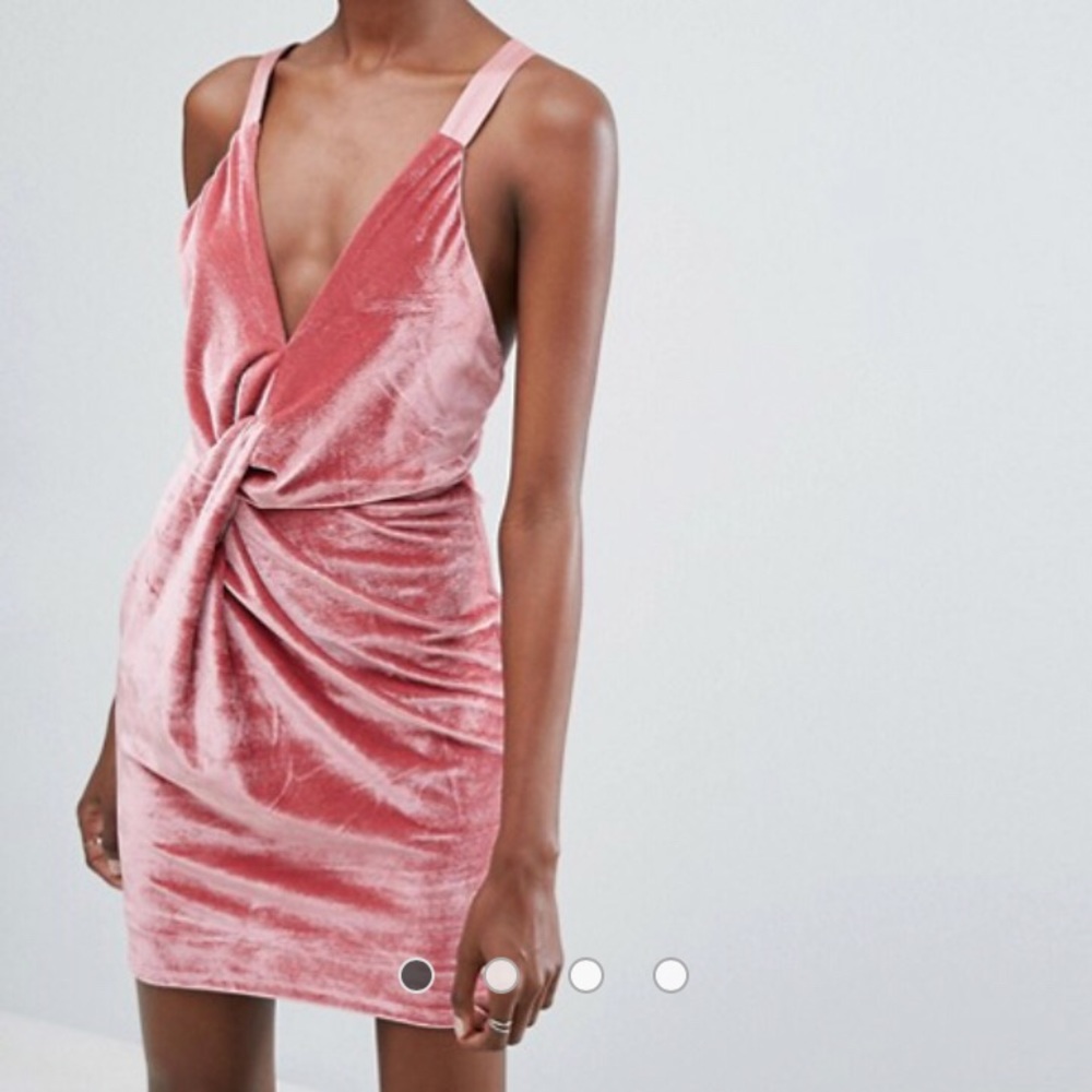 Endless Rose Twist Front Velvet Mini Dress